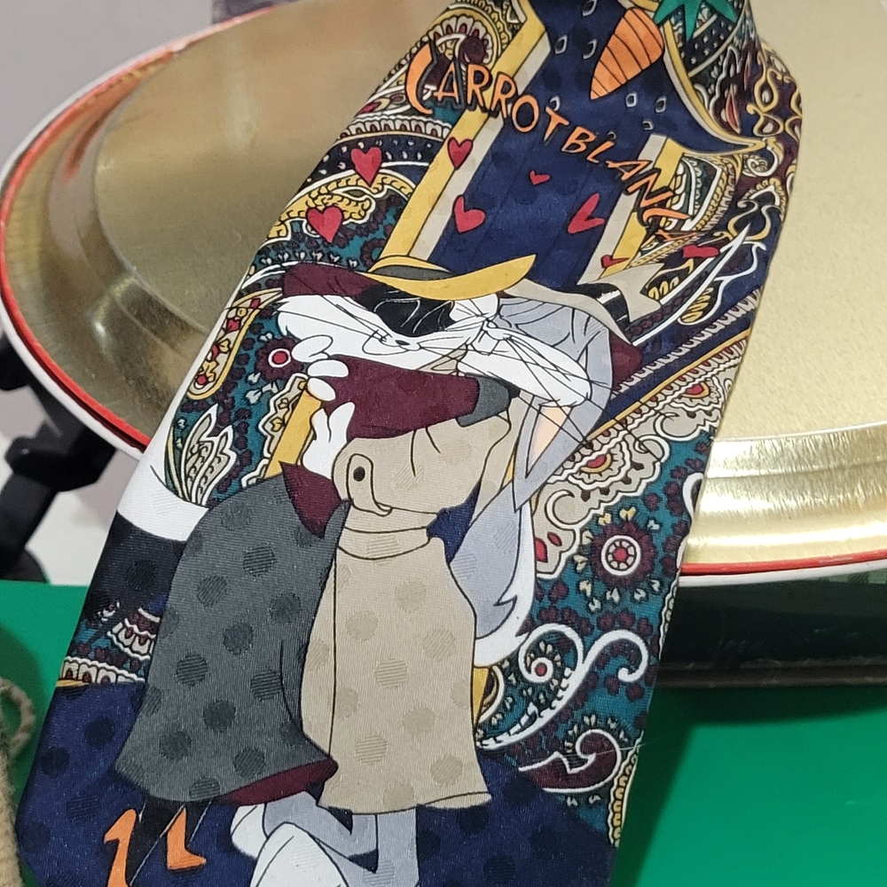 Warner Bros. Bugs Bunny and Daffy Duck Tie - Blue and Gold
